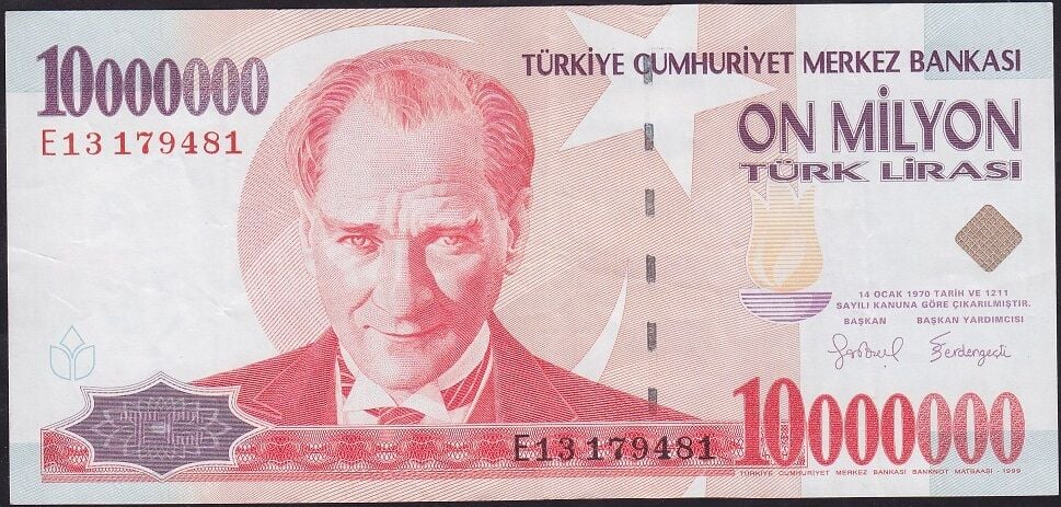 7.Emisyon 10.000.000 Lira E13 179481 Çok Temiz+