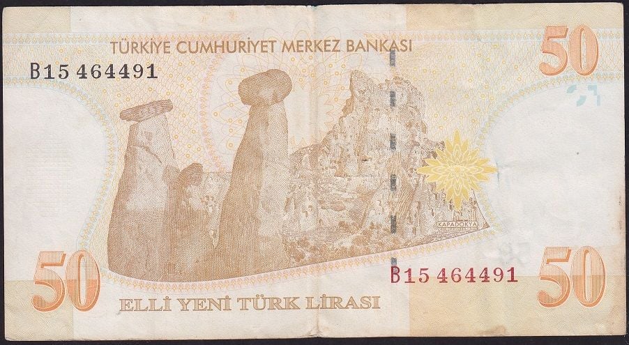 8.Emisyon 50 YTL B15 464491 Çok Temiz