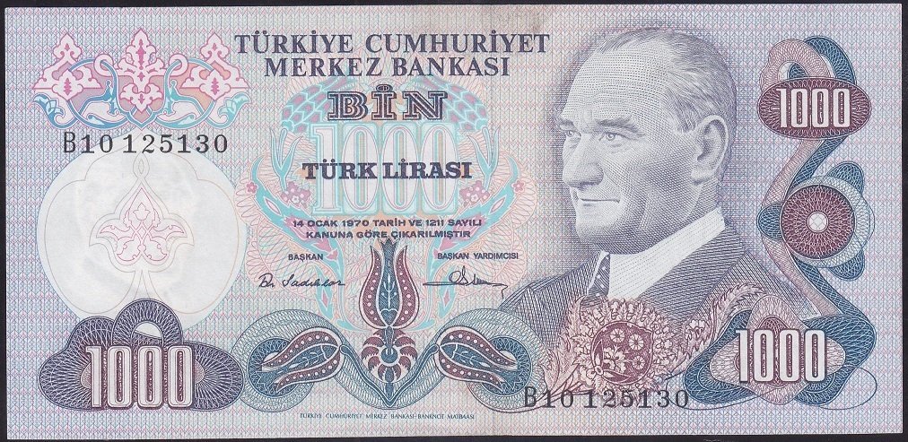 6.EMİSYON 1.TERTİP 1000 LİRA B10 125130 ÇÇT ÇİLALTI