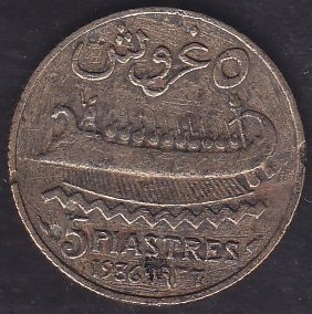 LÜBNAN 5 PIASTRES 1936