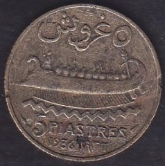 LÜBNAN 5 PIASTRES 1936