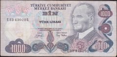 6.Emisyon 2.Tertip 1000 Lira E33 430205 Çok Temiz