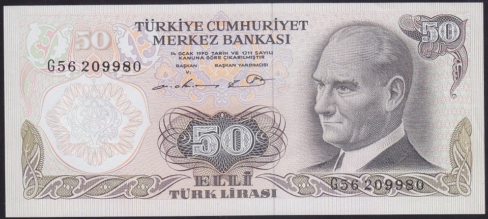 6.EMİSYON 1.TERTİP 50 LİRA G56 209980 ÇİLALTI ÇİL