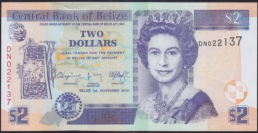 BELIZE 2 DOLAR 2014 ÇİLALTI ÇİL KRALİÇE eski para koleksiyon mezat