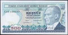7.Emisyon 2.Tertip 500 Lira E23 339333 Çilaltı Çil Güzel Numara
