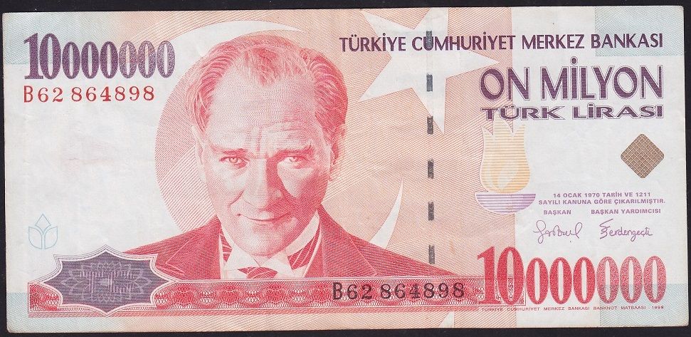 7.Emisyon 10 000 000 Lira B62 864898 Çok Temiz