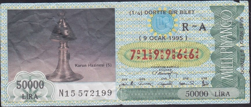 1995 9 Ocak Çeyrek Bilet - R-A Serisi Kondisyon Düşük