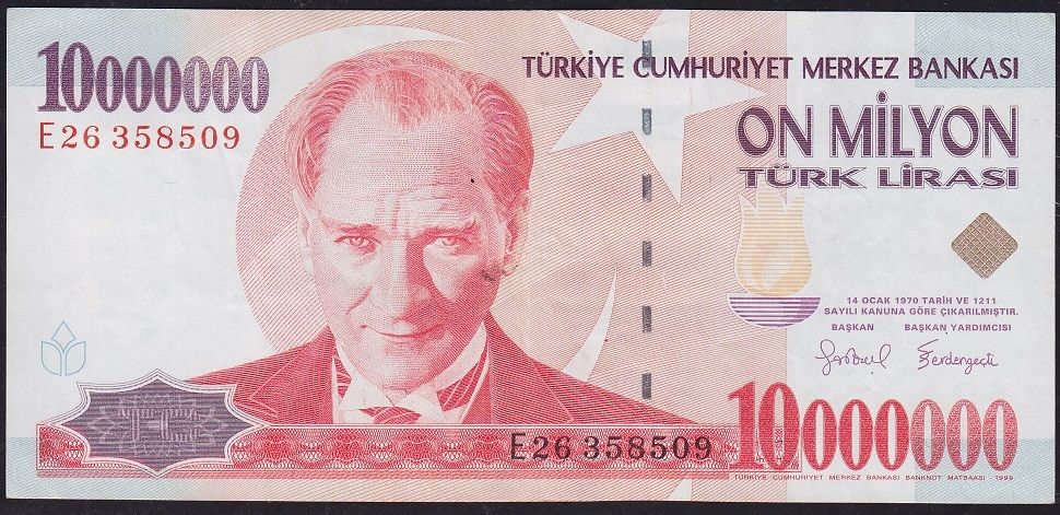 7.Emisyon 10 000 000 Lira E26 358509 Çok Temiz+