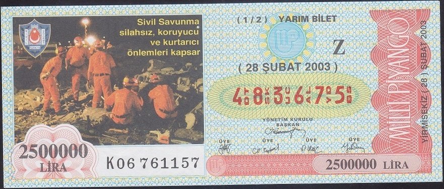 2003 28 ŞUBAT YARIM BİLET - Z SERİSİ