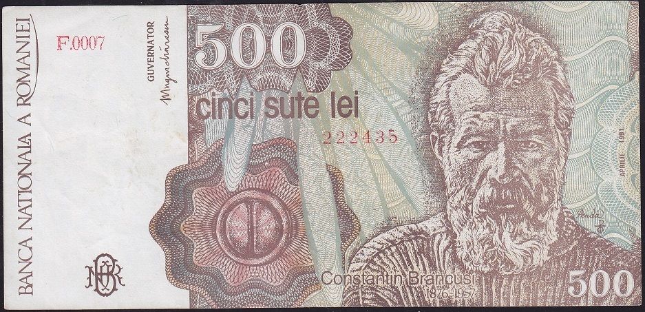 Romanya 500 Lei 1991 Çok Temiz+