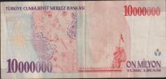 7.Emisyon 10 000 000 Lira B14 736090 Çok Temiz+