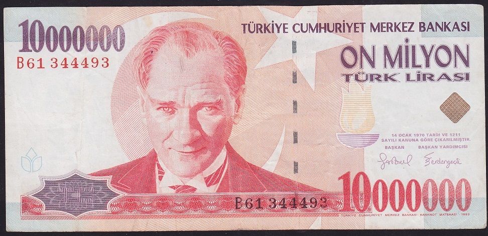 7.Emisyon 10 000 000 Lira B61 344493 Çok Temiz