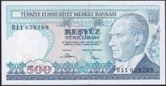 7.Emisyon 1.Tertip 500 Lira B11 628288 Çil