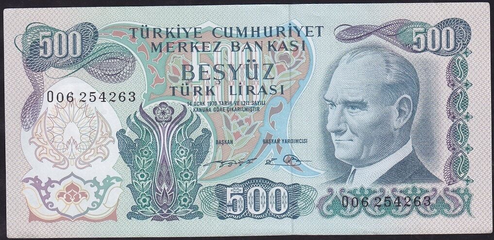 6.Emisyon 2.Tertip 500 Lira O06 254263 Çilaltı Çil