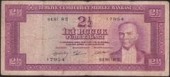 5.Emisyon 2.Tertip 2.5 Lira R5 17954 Temiz