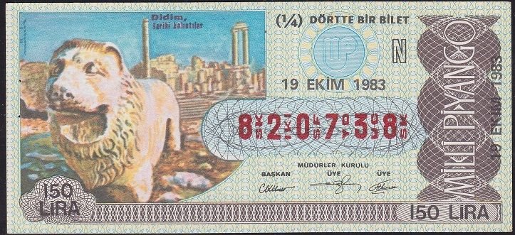1983 19 Ekim Çeyrek Bilet - N Serisi