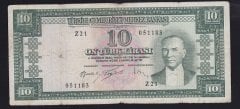 5.EMİSYON 4.TERTİP 10 LİRA Z21 051183 TEMİZ ( YIKAMA VAR ) eski para
