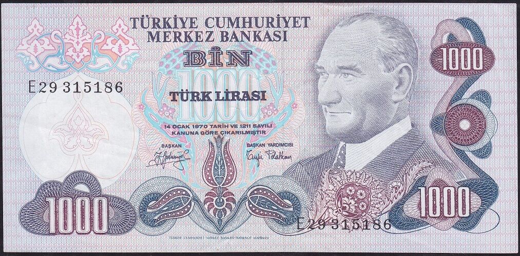 6.Emisyon 2.Tertip 1000 Lira E29 315186 Çok Çok Temiz+