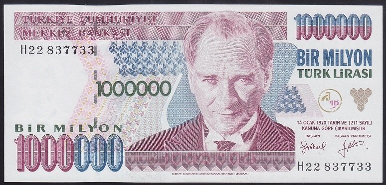 7.Emisyon 2.Tertip 1 000 000 Lira H22 837733 Çil