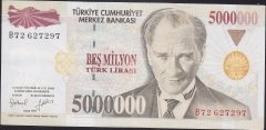 7.Emisyon 5 000 000 LİRA B72 627297 Çok Çok Temiz Çilaltı