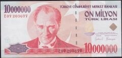 7.Emisyon 10000000 Lira E07 203677 Çok Çok Temiz+
