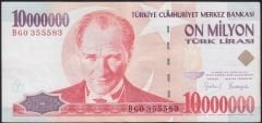 7.Emisyon 10 000 000 Lira B60 355583 Çok Temiz+