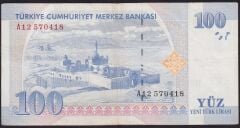 8.Emisyon 100 YTL A12 570418 Çok Temiz+