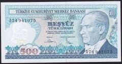 7.Emisyon 1.Tertip 500 Lira A74 941075 Çil