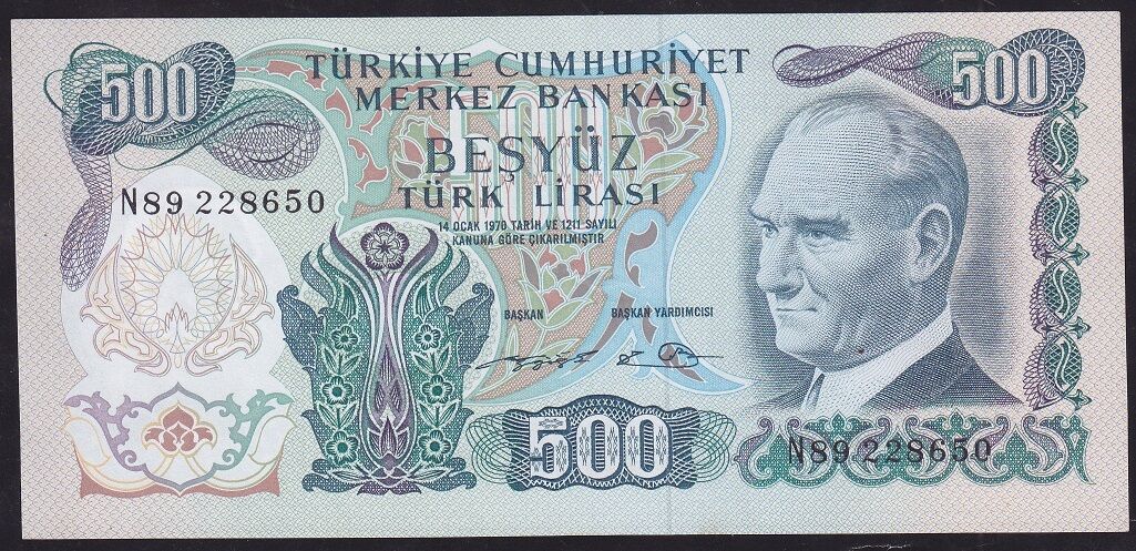 6.Emisyon 2.Tertip 500 Lira N89 228650 Çilaltı