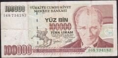 7.Emisyon 3.Tertip 100000 Lira I68 734182 Çok Temiz