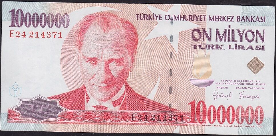 7.Emisyon 10 000 000 Lira E24 214371 Çok Temiz+
