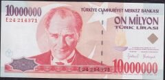 7.Emisyon 10 000 000 Lira E24 214371 Çok Temiz+