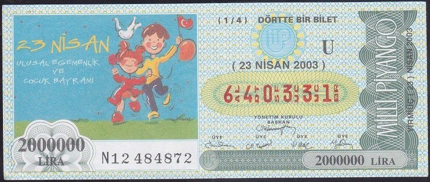 2003 23 NİSAN ÇEYREK BİLET - U SERİSİ