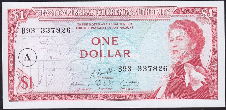 Karayipler 1 Dolar 1965 Çil Pick 13