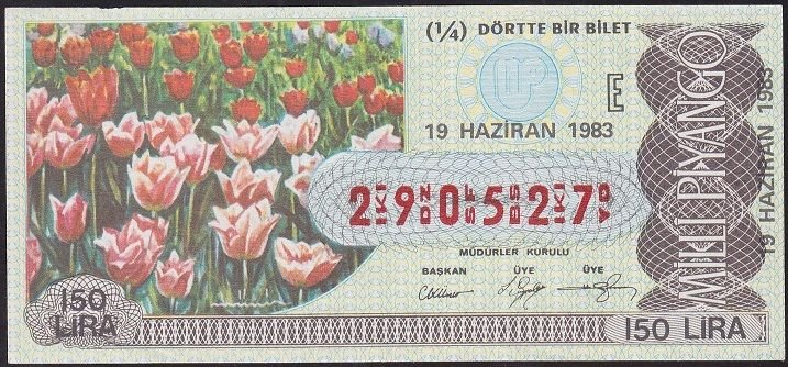 1983 19 Haziran Çeyrek Bilet - E Serisi