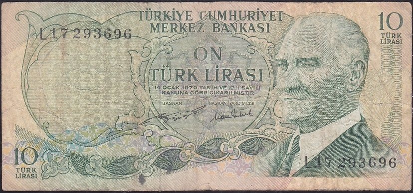 6.Emisyon 2.Tertip 10 Lira L17 293696 Çok Temiz