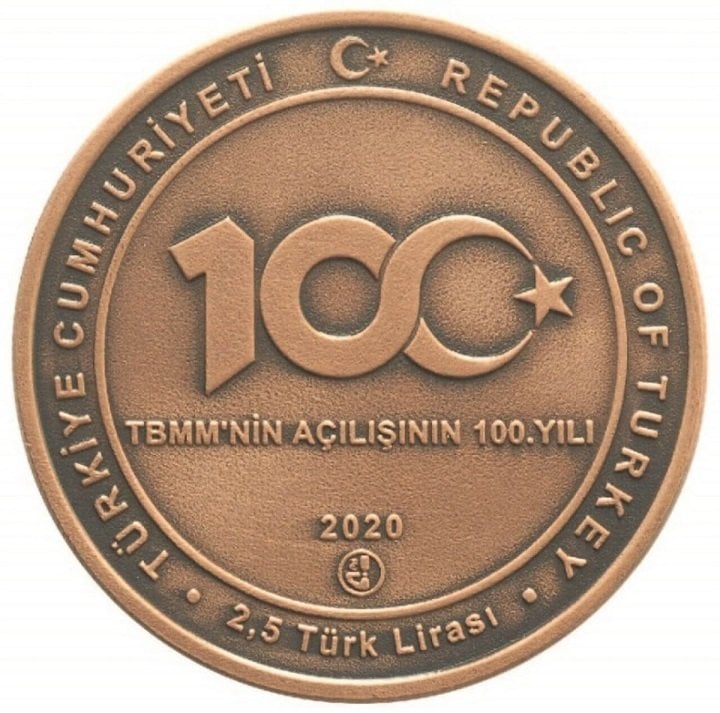 2020 Yılı 2.5 Lira TBMM'nin Açılışının 100. Yıl (Bronz) Hatıra Parası