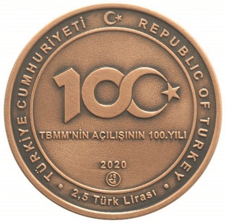 2020 Yılı 2.5 Lira TBMM'nin Açılışının 100. Yıl (Bronz) Hatıra Parası