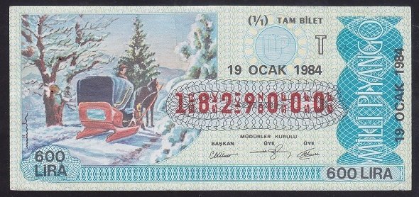 1984 19 OCAK TAM BİLET T SERİSİ