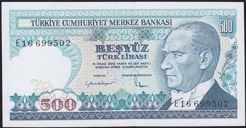 7.Emisyon 2.Tertip 500 Lira E16 699502 Çilaltı