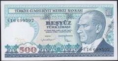 7.Emisyon 2.Tertip 500 Lira E16 699502 Çilaltı