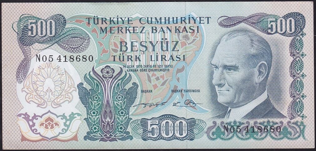 6.Emisyon 2.Tertip 500 Lira N05 418680 Çilaltı Çil