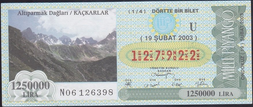 2003 19 ŞUBAT ÇEYREK BİLET - U SERİSİ