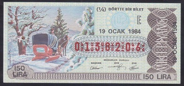 1984 19 OCAK ÇEYREK BİLET E SERİSİ