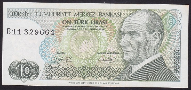 7.EMİSYON 1.TERTİP 10 LİRA B11 329664 ÇİLALTI ÇİL KISA KAŞ
