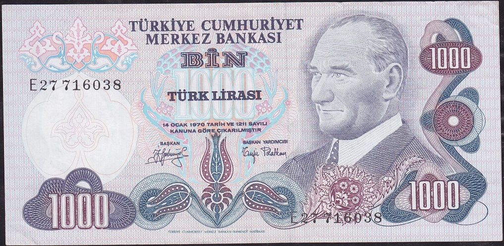 6.Emisyon 2.Tertip 1000 Lira E27 716038 Çok Çok Temiz+