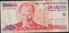7.Emisyon 10 000 000 Lira B17 087507 Çok Temiz