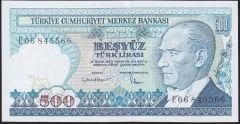 7.Emisyon 2.Tertip 500 Lira E06 845566 Çil