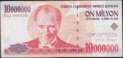 7.Emisyon 10 000 000 Lira B52 398735 Çok Temiz