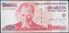 7.Emisyon 10000000 Lira D60 172020 Çok Çok Temiz